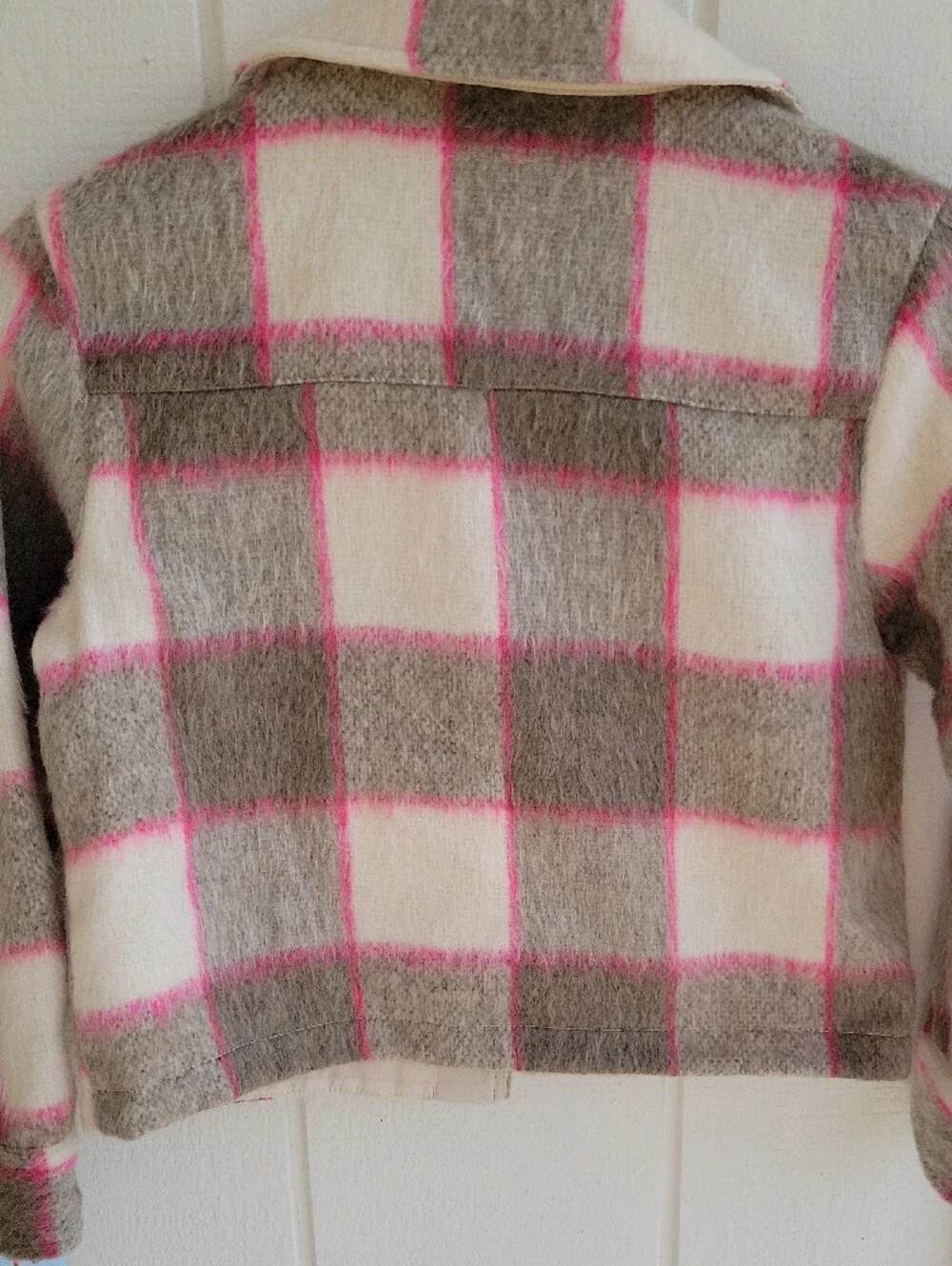 Cat & Jack Pink, Gray & White Plaid Shacket Coat